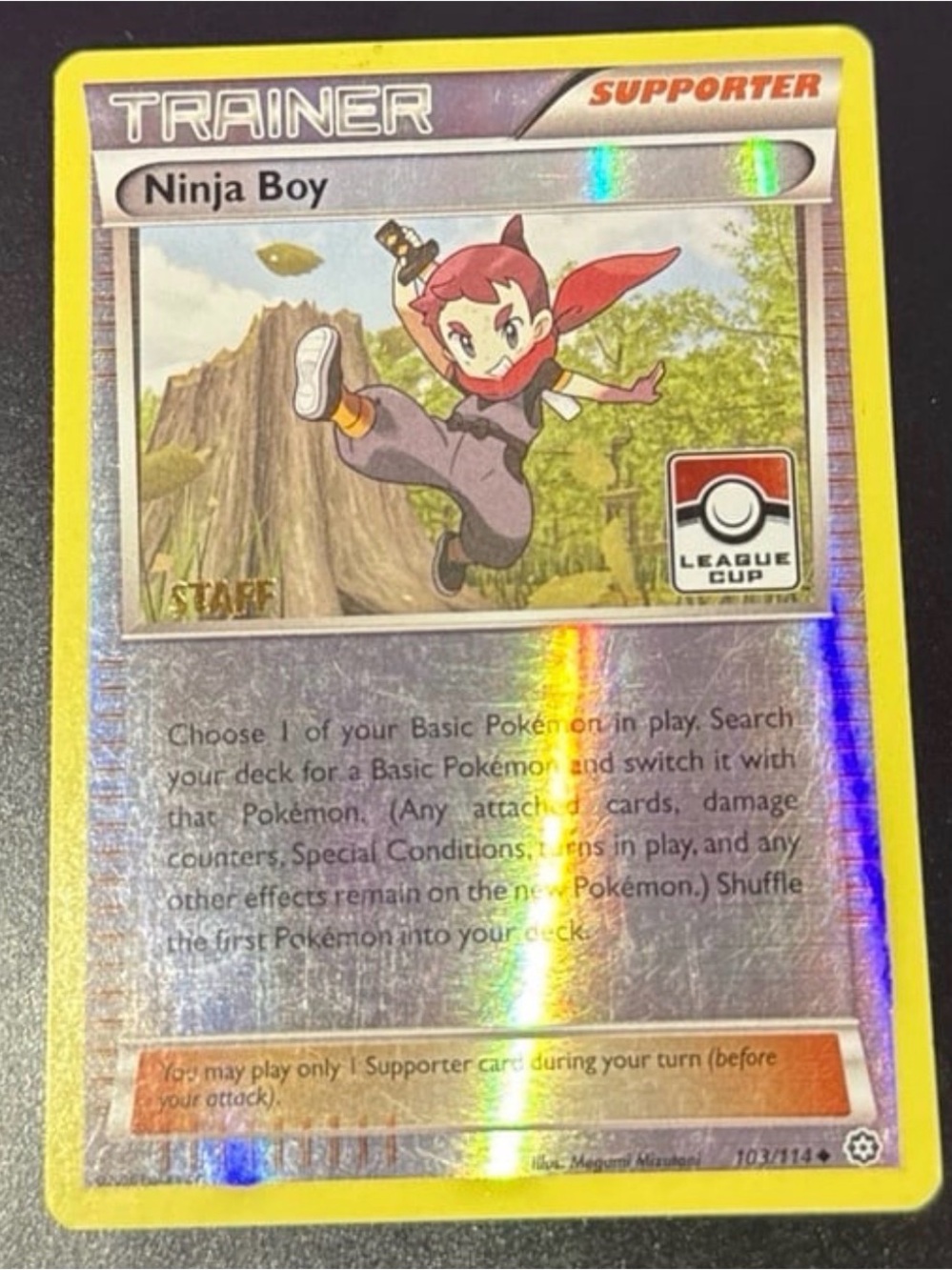 Ninja Boy Stamped Staff League Cup Trainer 103/114 Rare League & Champions 2016